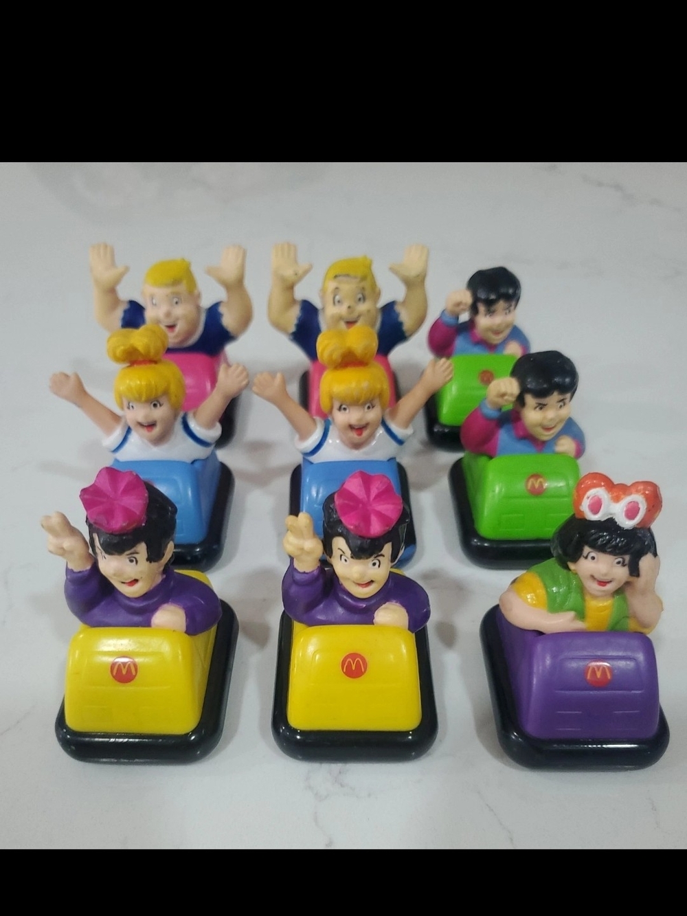 Vintage Lot Of 9 Archies Bumper Cars McDonald's Happy Meal Toys 1987